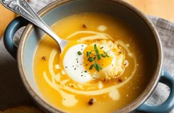 como hacer sopa de cebolla con huevo poche